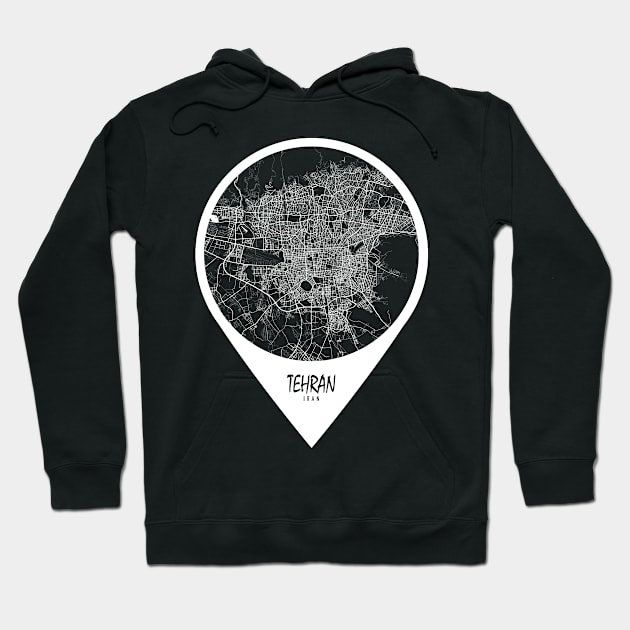 Tehran, Iran City Map - Travel Pin Hoodie by deMAP Studio